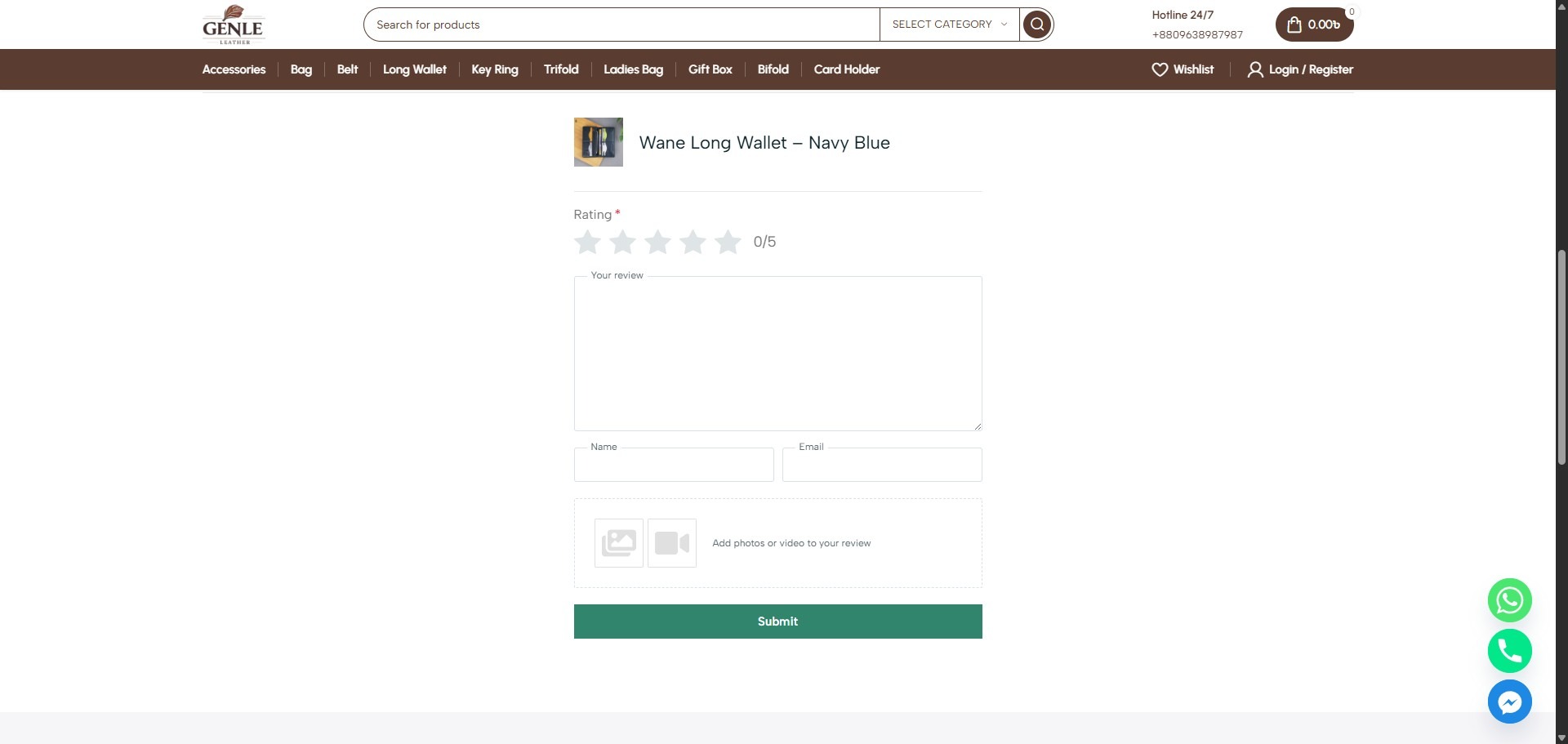 Screenshot of Wane Long Wallet – Navy Blue – GENLE LETHER